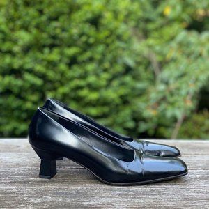 Prada Vintage 1990s Square Toe Leather Pumps - image 1